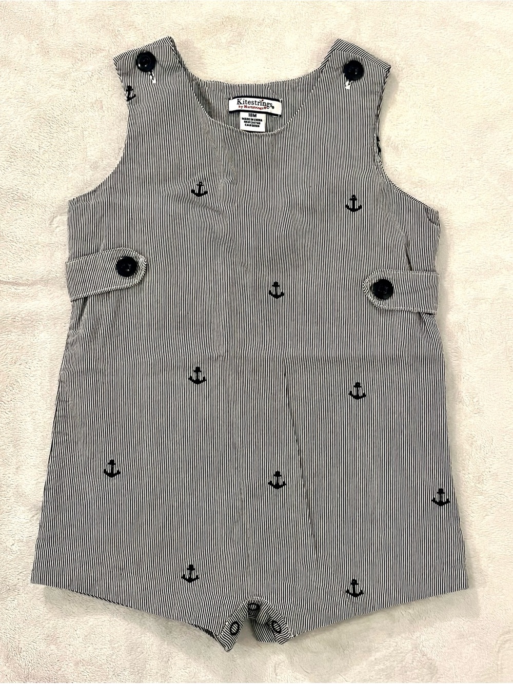 Kitestrings by Hartstrings Baby Boys Navy Stripe Anchor Romper 12-18M